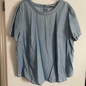 Loft chambray short sleeve blouse